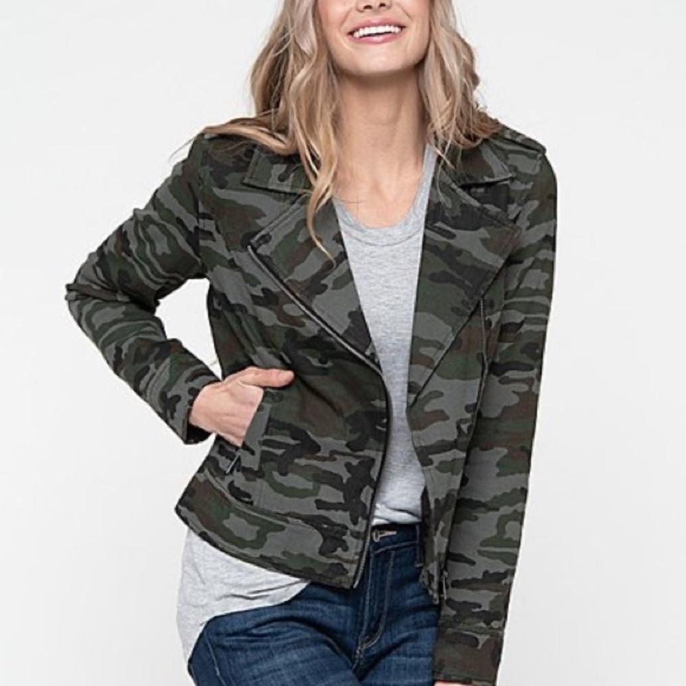 DownEast Camo Moto Jacket camouflage zipped M